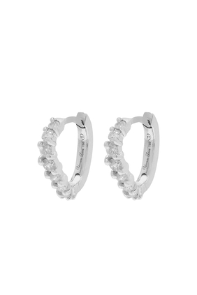 Wave Hoop Earrings, 18k White Gold & Diamonds